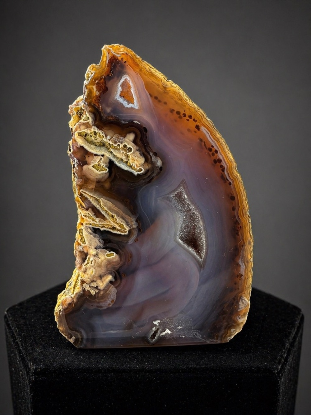 Polished Brazilian Agate with Druzy